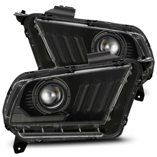 AlphaRex 880118 10-12 Ford Mustang LUXX LED Projector Headlights Plank Style Alpha Black w/Activation Light/Sequential Signal