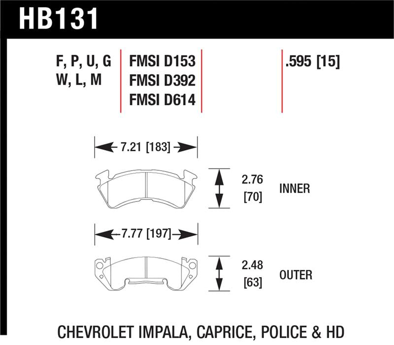 Hawk Performance HB131M.595 Black Motorsport Brake Pads
