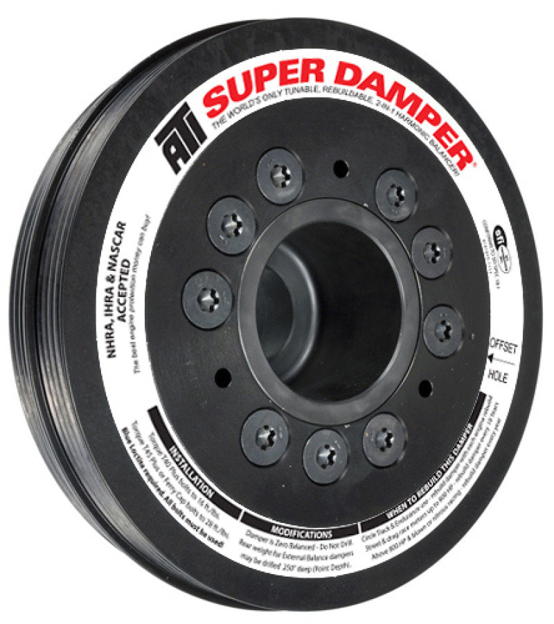ATI Performance Products 918251 Super Damper Harmonic Balancer 6.325 in Aluminum Dual 4 Groove 12% Overdrive for 1990-1994 Mitsubishi Eclipse / Galant VR-4, Eagle Talon, Plymouth Laser (4G63T)