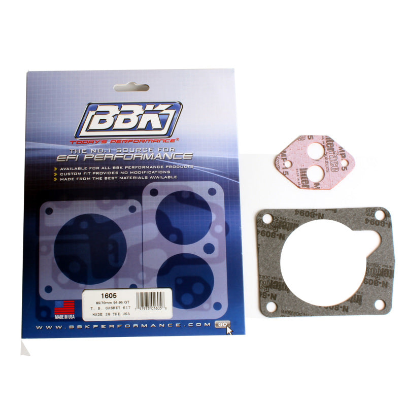 BBK Performance 1605 Throttle Body Gasket Kit 65 70 75mm for 1994-1995 Ford Mustang 5.0L