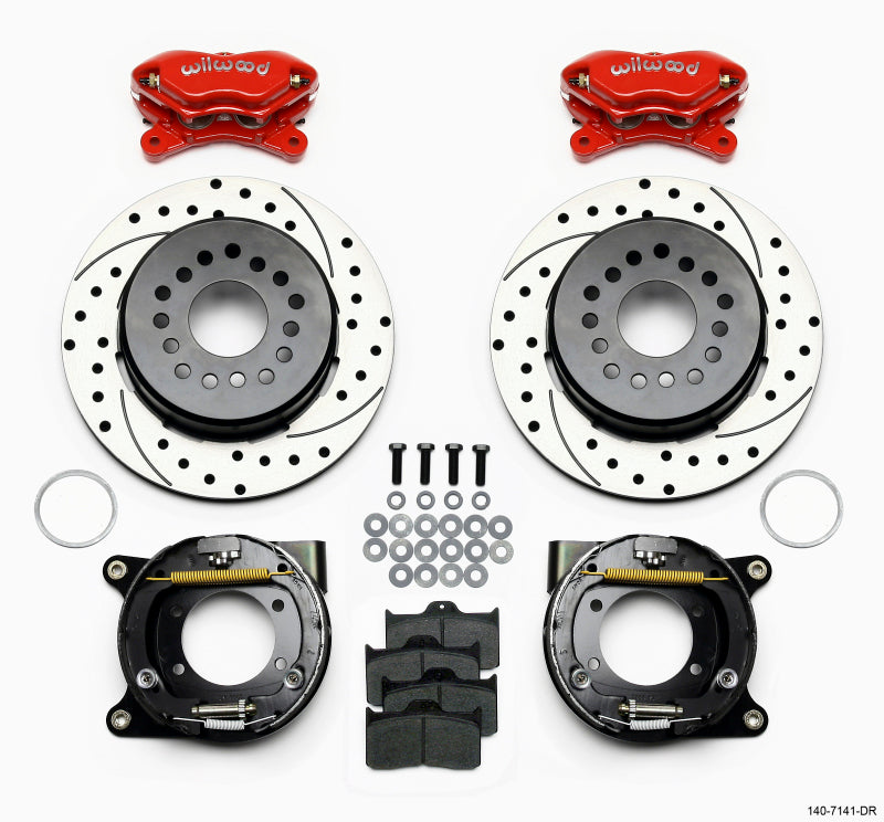 Wilwood Forged Dynalite P/S P-B Kit Drilled-Red Chevy 12 Bolt w/ C-Clips - #140-7141-DR