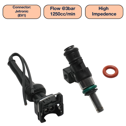 DeatschWerks Universal 1250cc Single Fuel Injector / 34mm Length / 14mm O-Ring Seals