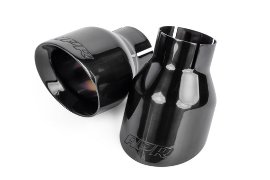 APR Double-Walled 4in Slash-Cut Tips - Polished Diamond Black - Set of 2
