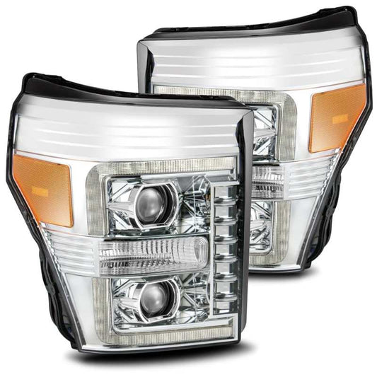 AlphaRex 880141 11-16 Ford F-250 SD PRO-Series Projector Headlights Plank Style Design Chrome w/Sequential Signal