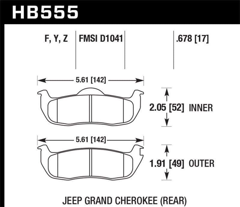 Hawk Performance HB555Y.678 LTS Light Truck and SUV Street Brake Pads
