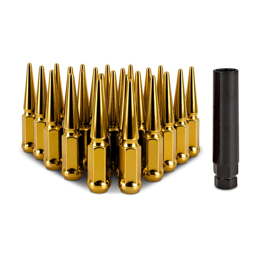Mishimoto Mishimoto Steel Spiked Lug Nuts M14 x 1.5 24pc Set Gold - #MMLG-SP1415-24GD