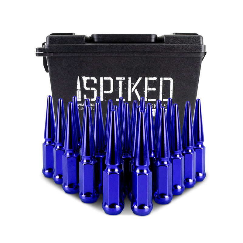 Mishimoto Mishimoto Steel Spiked Lug Nuts M14 x 1.5 24pc Set Blue - #MMLG-SP1415-24BL