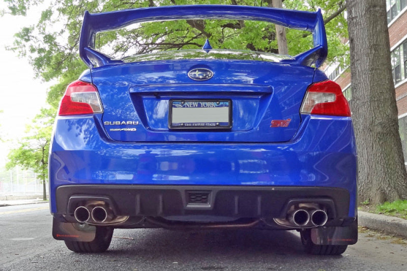 Rally Armor UR Mud Flaps - 2015-2021 Subaru WRX / WRX STI - White/Black Logo - #MF32-UR-WH/BLK