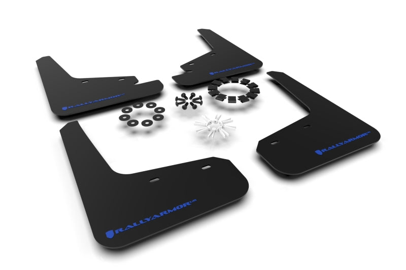 Rally Armor UR Mud Flaps - 2020-2026 Tesla Y - Black/Blue Logo - #MF72-UR-BLK/BL