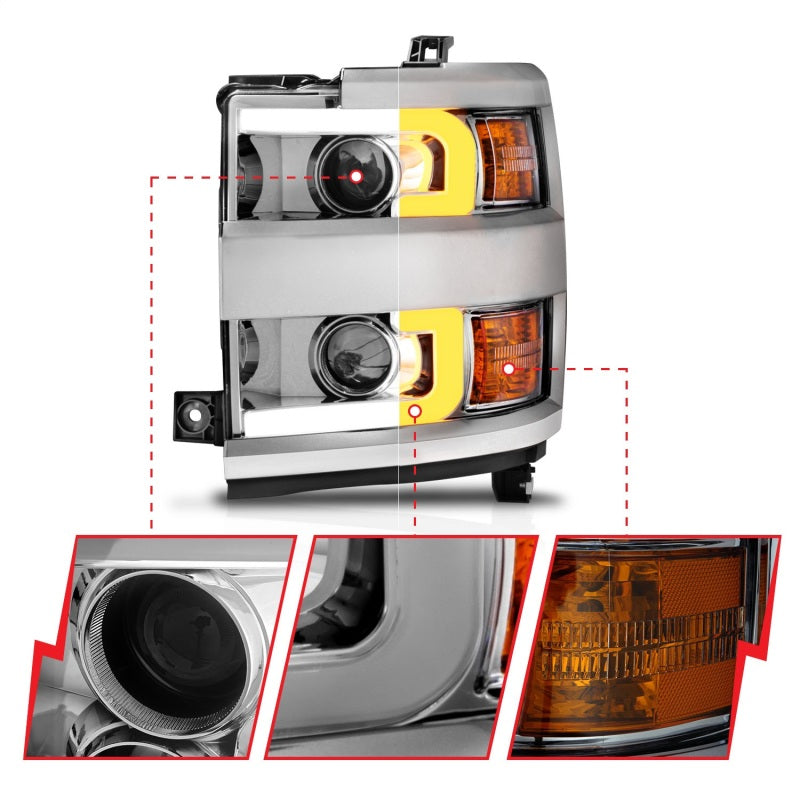 ANZO 2015-2019 Chevrolet Silverado 2500 HD LED Projector Headlights