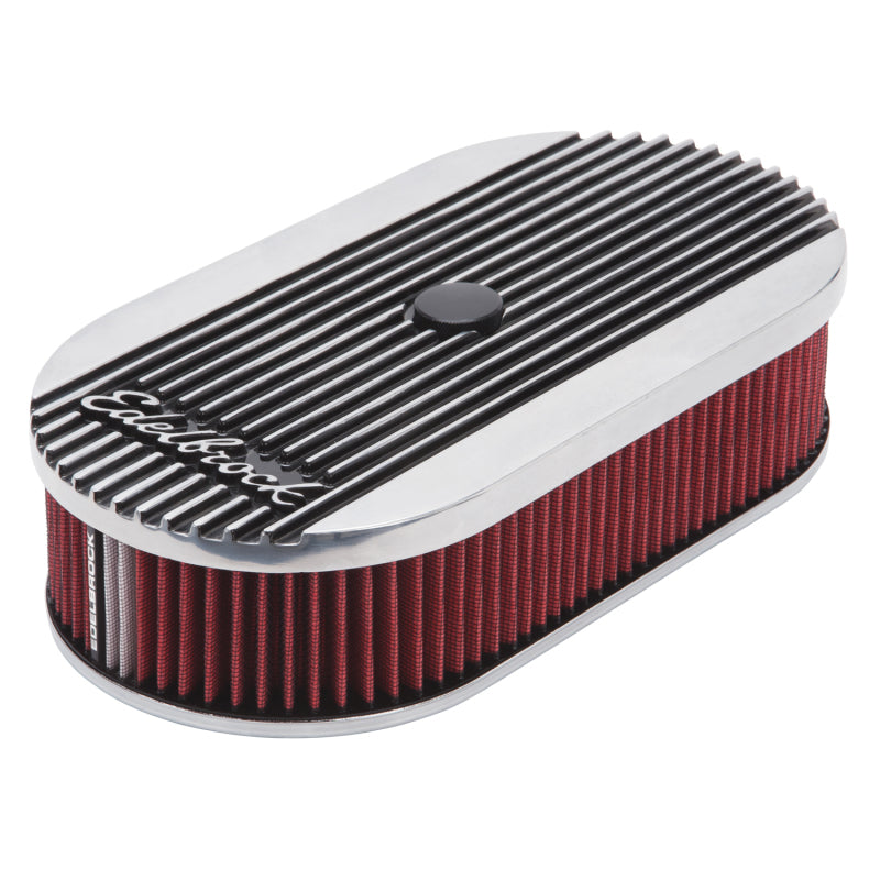Edelbrock 4273 Elite II Oval Air Cleaner 4-Barrel 2.5 in Red Element Polished