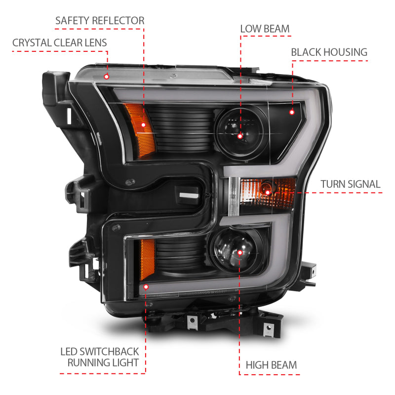 ANZO 2015-2017 Ford F-150 LED Projector Headlights