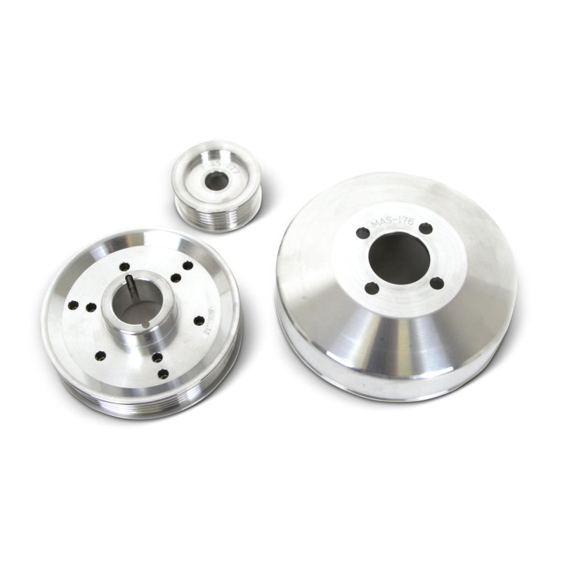 BBK Performance 1555 Underdrive Pulley Kit Billet Aluminum 3-Piece for 1996-2001 Ford Mustang 4.6L