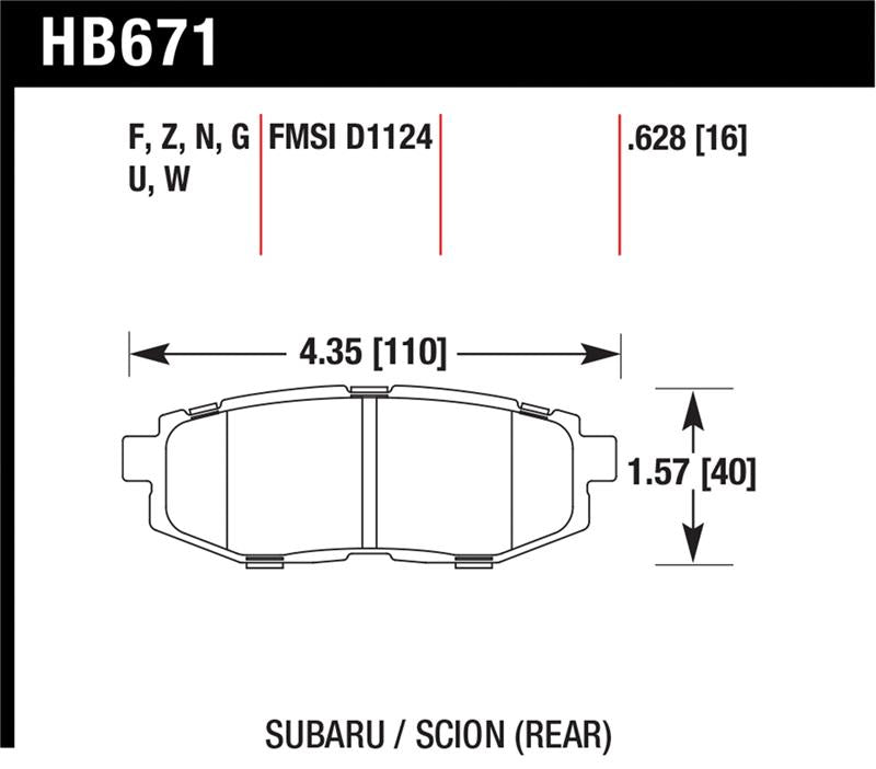 Hawk Performance HB671B.628 HPS 5.0 Street Brake Pads