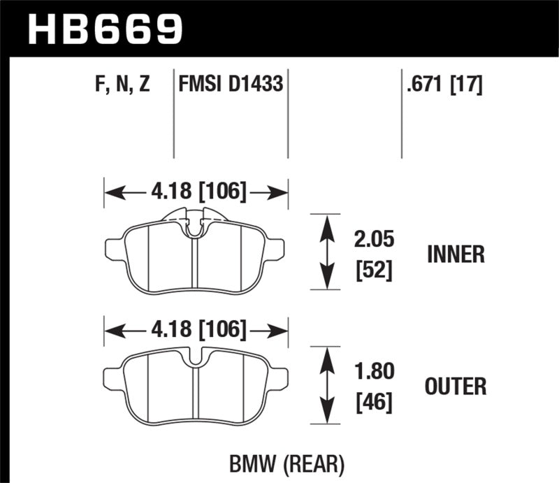 Hawk Performance HB961C.490 HPX Motorsport Brake Pads