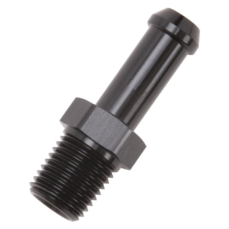 Edelbrock 8191 Hose End Straight 1/4 in NPT to 3/8 in Barb Black Anodized