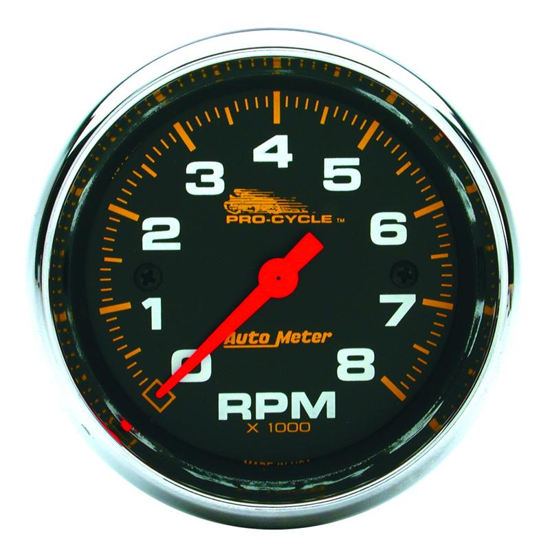 AutoMeter 19265 Pro-Cycle 5in 10K RPM Tachometer with Shift-Lite 2 & 4 Cylinder White