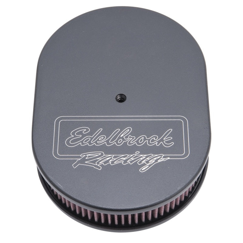 Edelbrock 42203 Air Cleaner Victor Series Oval Aluminum Top Cloth Element 11.875 in x 8.25 in x 3.75