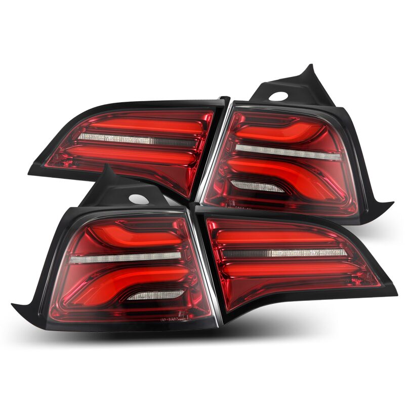 AlphaRex 601020 17-22 Tesla Model 3 PRO-Series LED Tail Lights Red Smoke w/Sequential Signal