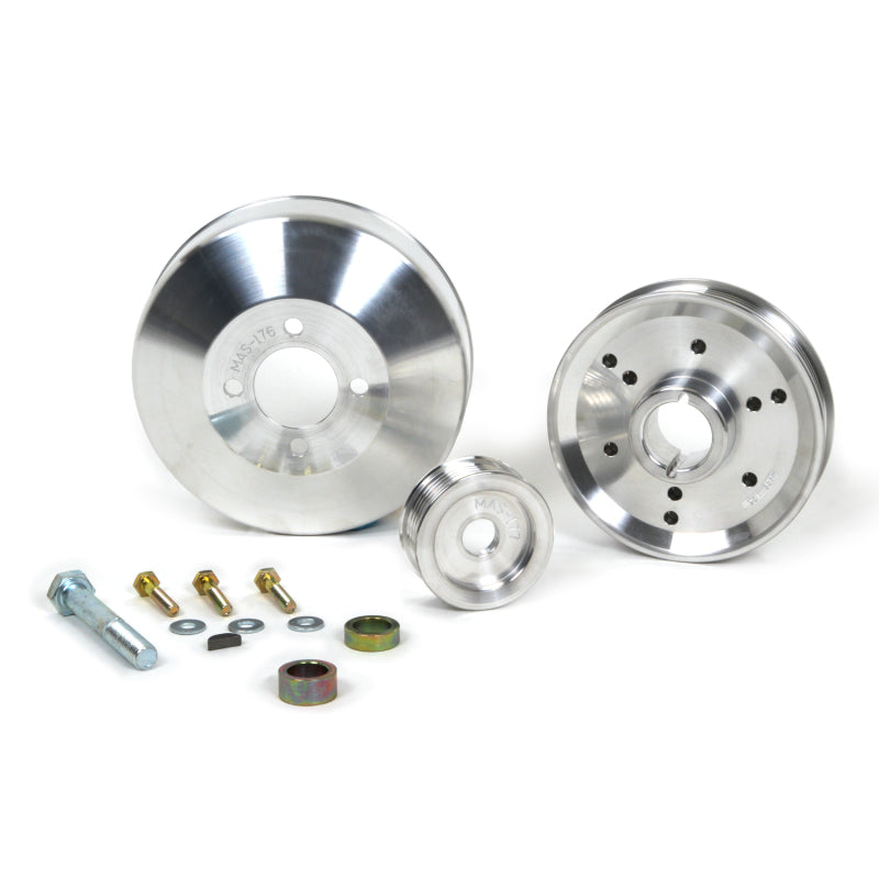 BBK Performance 1555 Underdrive Pulley Kit Billet Aluminum 3-Piece for 1996-2001 Ford Mustang 4.6L