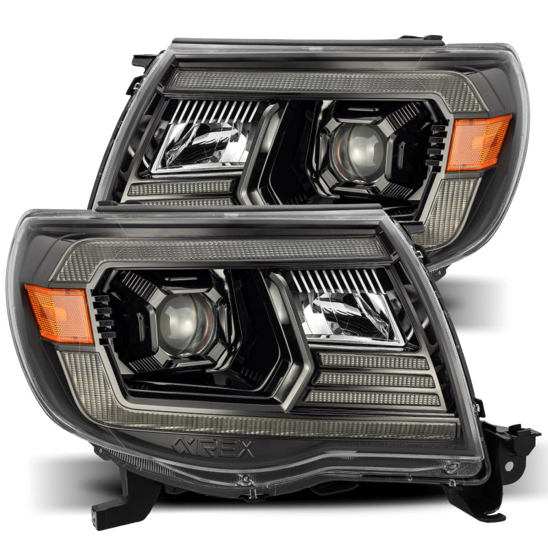 AlphaRex 880736 05-11 Toyota Tacoma PRO-Series Projector Headlights Plank Style Design Alpha Black w/DRL