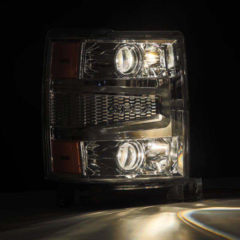 AlphaRex 880246 14-15 Chevrolet 1500 PRO-Series Projector Headlights Chrome with Sequential Signal & DRL