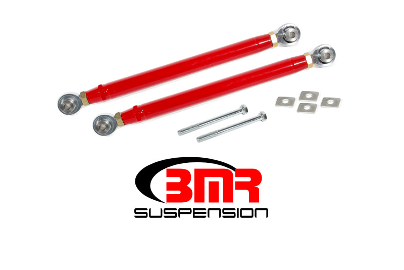 BMR 2016-2024 6th Gen Camaro Rear Double Adj. Rod Ends Toe Rods - Red