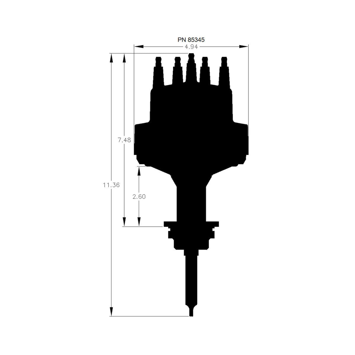 MSD 85345 Black for Chrysler 318-360 Pro-Billet Distributor