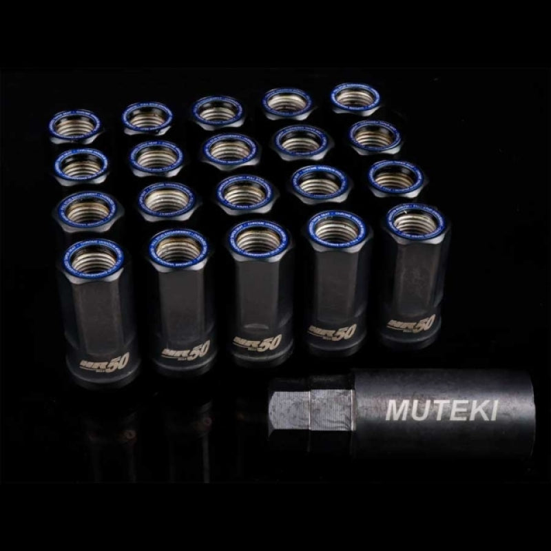 Wheel Mate HR5007BU Muteki HR50 Open End Lug Nuts Black with Blue Ring M14x1.50
