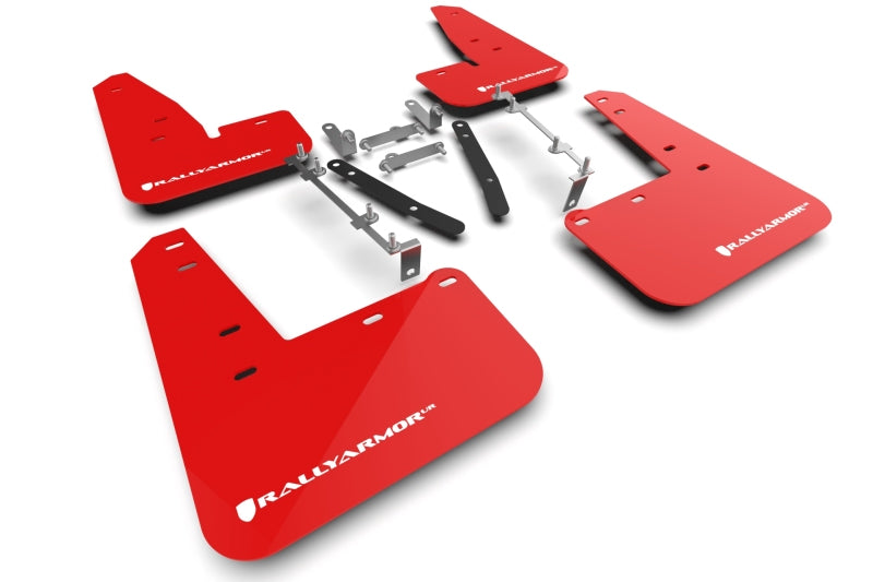 Rally Armor UR Mud Flaps - 2023-2026 Toyota GR Corolla - Red/White Logo - #MF89-UR-RD-WH