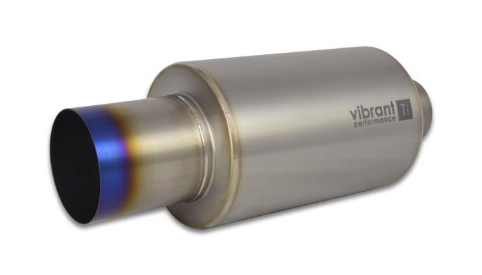 Vibrant Titanium Muffler w/Straight Cut Burnt Tip 2.5in. Inlet/2.5in. Outlet