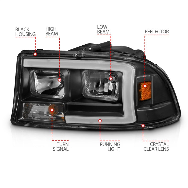 ANZO 1997-2004 Dodge Dakota Crystal Headlights