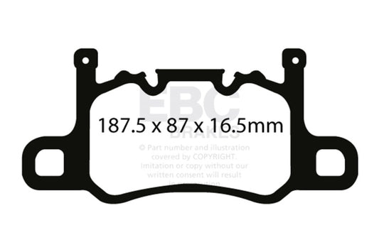 EBC 13-15 Porsche 911 (991) (Cast Iron Rotor only) 3.8 GT3 Yellowstuff Rear Brake Pads DP42207R