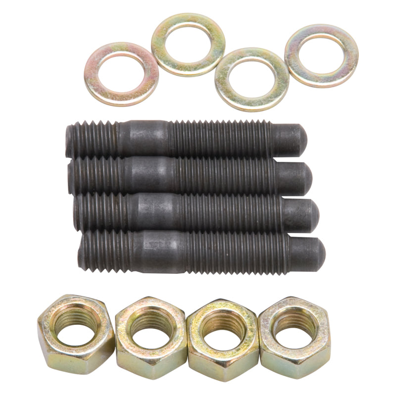 Edelbrock 8056 Carburetor Mounting Studs Bullet Nosed Black Oxide Gold Iridite Washers/Nuts Set