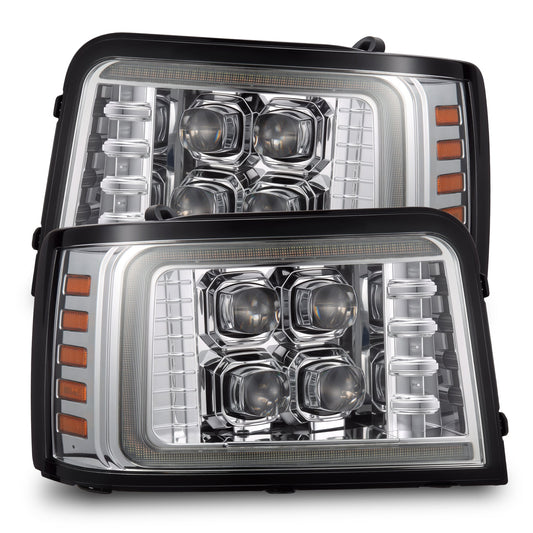 AlphaRex 880377 92-96 Ford Bronco NOVA LED Projector Headlights Chrome with Activation Light Sequential Signal and Switchback DRL