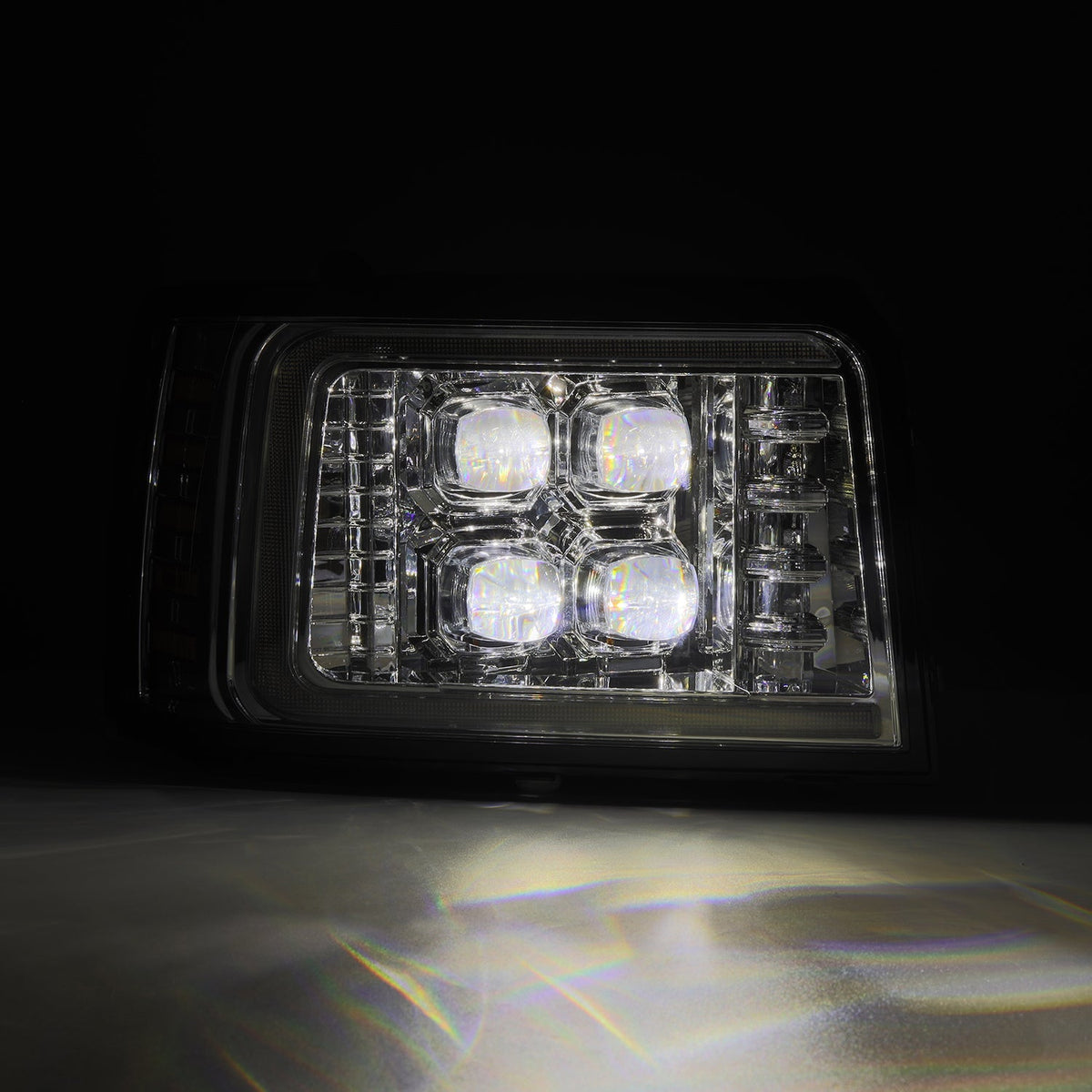 AlphaRex 880377 92-96 Ford Bronco NOVA LED Projector Headlights Chrome with Activation Light Sequential Signal and Switchback DRL