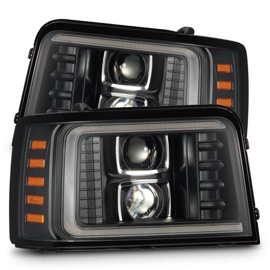 AlphaRex 880266 1992-1996 Ford F-Series/Bronco PRO-Series Projector Headlight Black with Sequential Signal & DRL