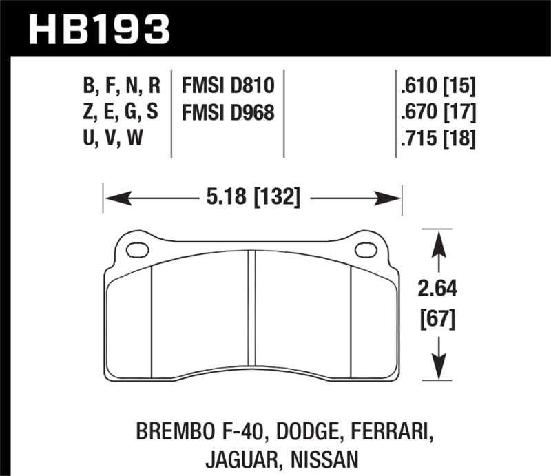 Hawk Performance HB193N.670 HP Plus Crossover Street/Motorsport Brake Pads