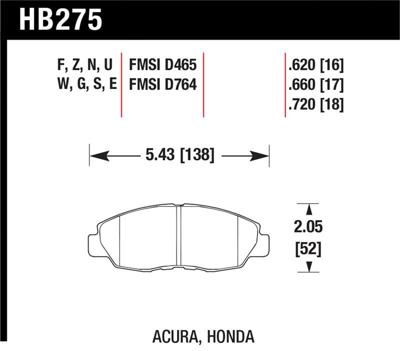 Hawk Performance HB275G.620 DTC-60 Motorsport Brake Pads
