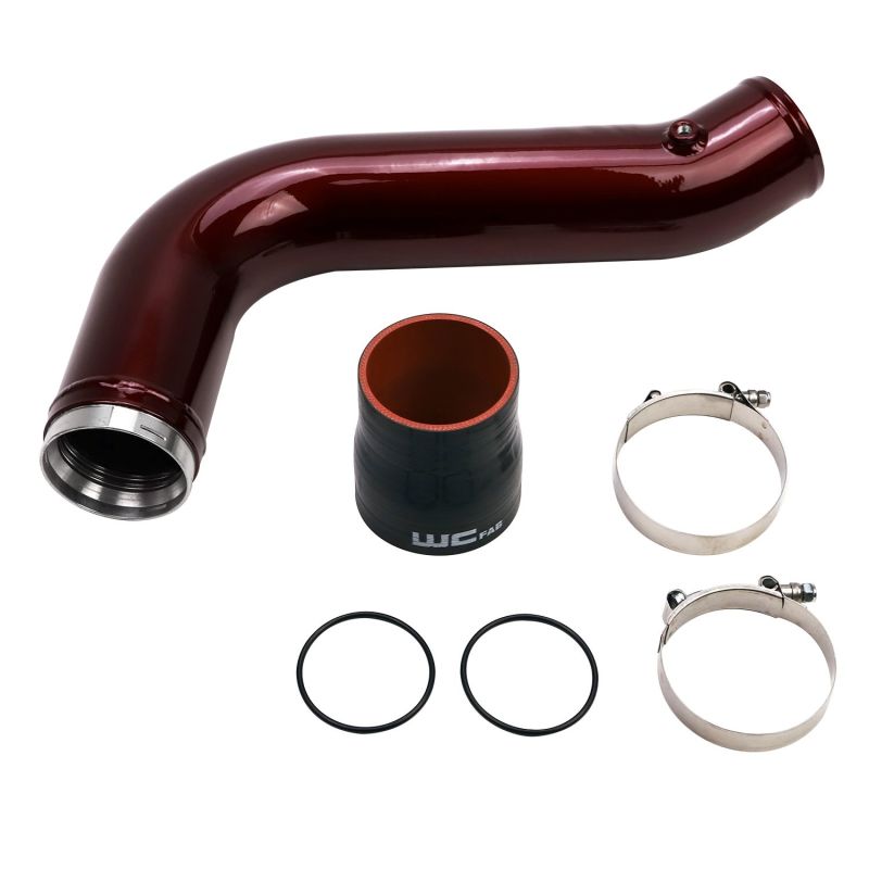 Wehrli Custom Fabrication WCF100530-GW Passenger Side 3.5in Intercooler Pipe Gloss White for 2017-2019 Chevrolet Silverado / GMC Sierra 2500 HD / 3500 HD L5P Duramax