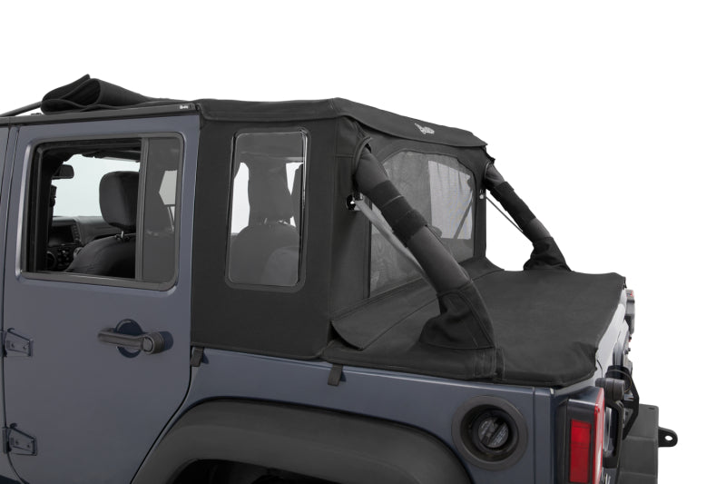 Bestop 07-18 Jeep Wrangler JK 4-Door Halftop Soft Top (Premium Black Twill)