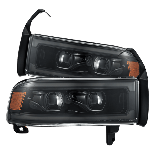 AlphaRex 880355 Dodge 94-01 RAM 1500 LUXX LED Projector Headlights Alpha-Black w/Activation Light/Sequential Signal/Switchback DRL