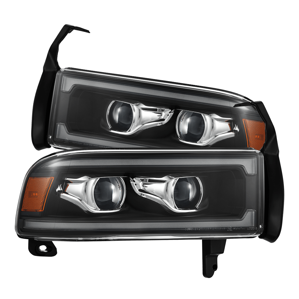 AlphaRex 880353 Dodge 94-01 RAM 1500 LUXX LED Projector Headlights Black w/Activation Light/Sequential Signal/Switchback DRL