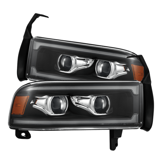 AlphaRex 880353 Dodge 94-01 RAM 1500 LUXX LED Projector Headlights Black w/Activation Light/Sequential Signal/Switchback DRL