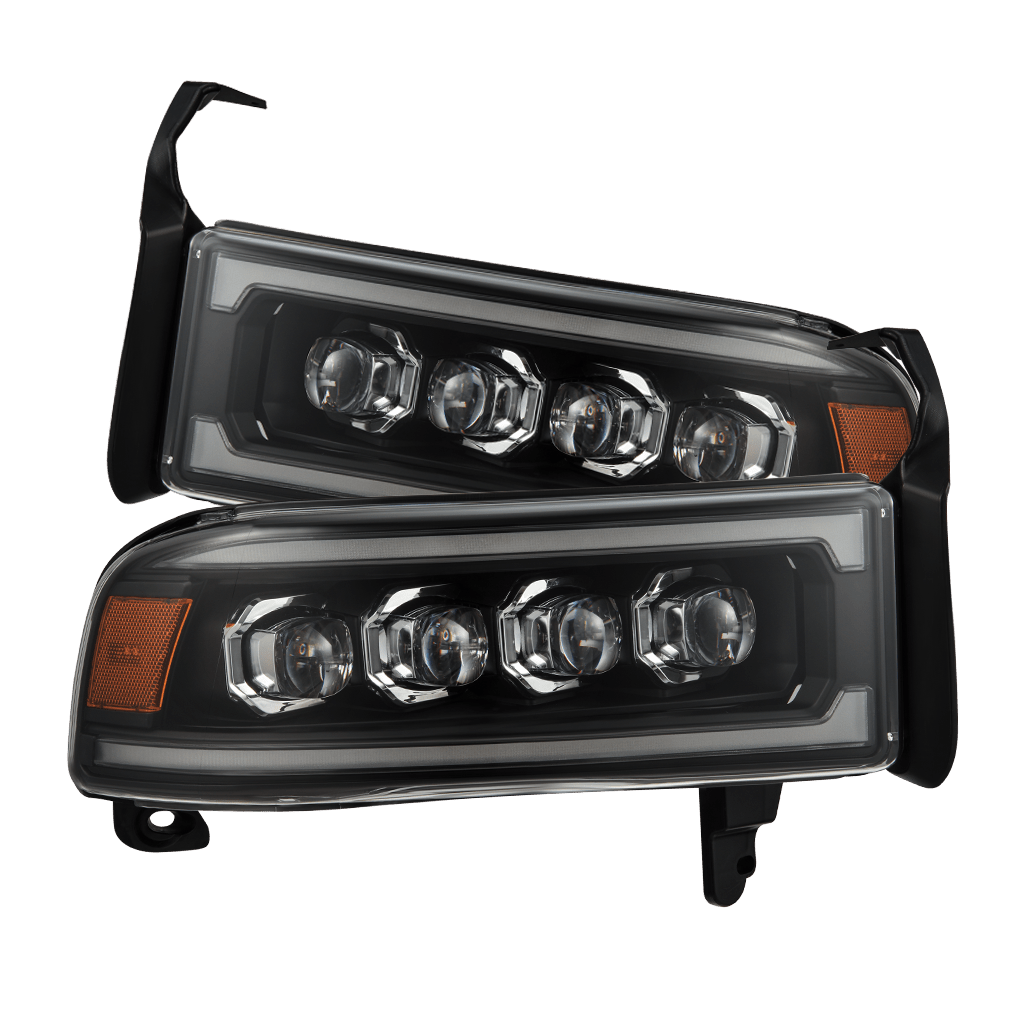 AlphaRex 880350 Dodge 94-01 RAM 1500 NOVA LED Projector Headlights Black w/Activation Light/Sequential Signal/Switchback DRL