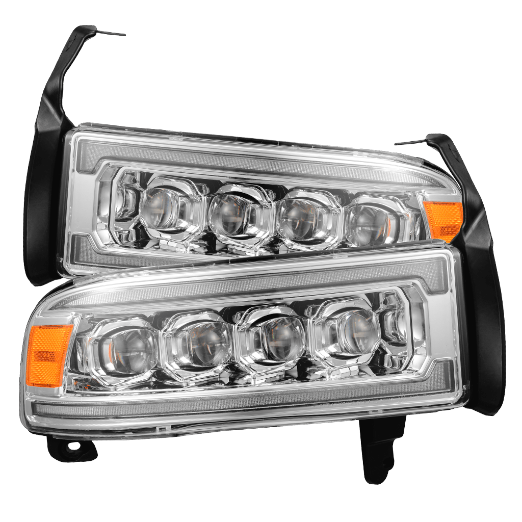 AlphaRex 880351 94-01 Dodge Ram 1500 NOVA LED Headlights Chrome w/ Activation Light Sequential Signal and Switchback DRL