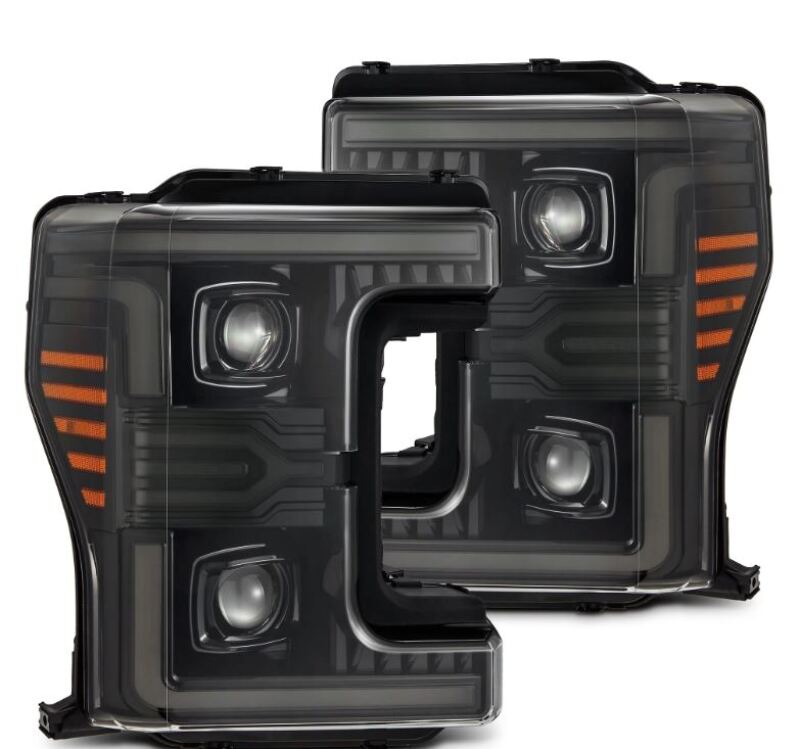 AlphaRex 880322 17-19 Ford F-250/350/450/550 Super Duty LUXX-Series LED Projector Headlights Alpha-Black SS/Switchback DRL