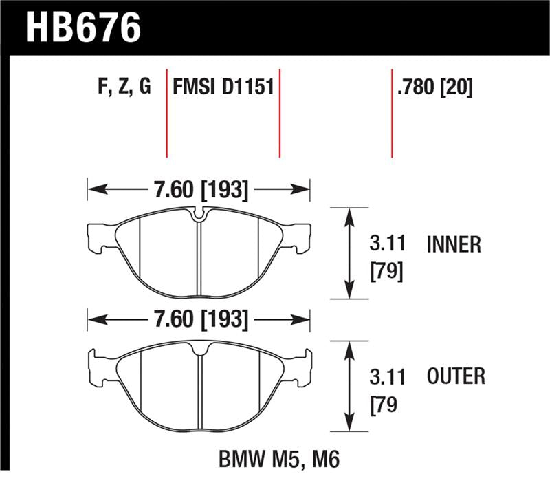 Hawk Performance HB676Z.780 Performance Ceramic Street Brake Pads