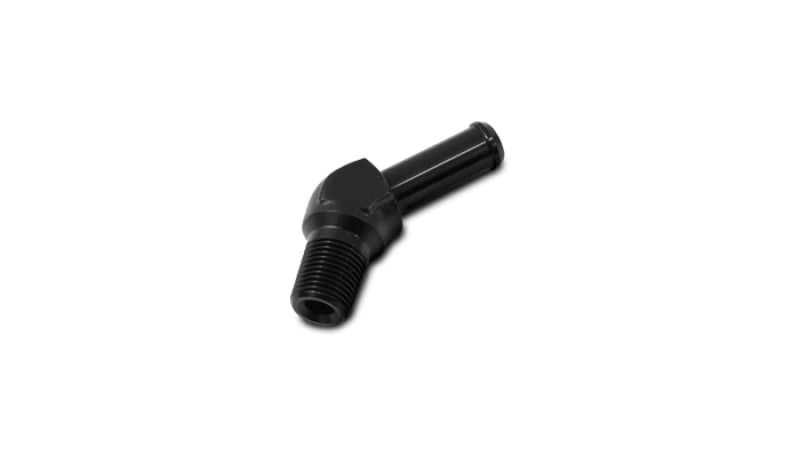 Vibrant 1/8 NPT to 1/4in Barb Straight Fitting 45 Deg Adapter - Aluminum