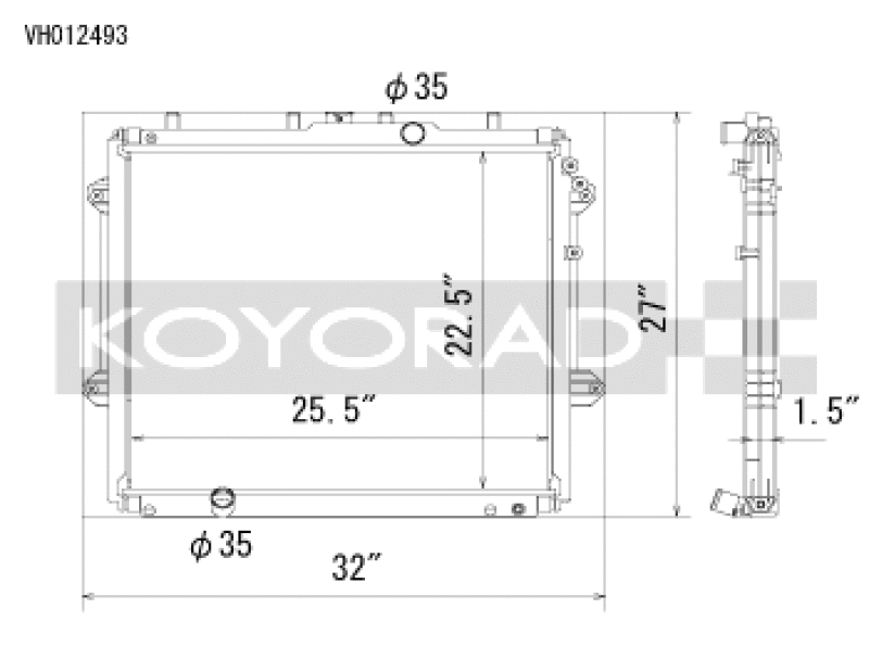 Koyo VH012493 for 10-20 Toyota 4Runner 4.0L V6 (5th Gen) Aluminum Radiator - Off-Road Use Only